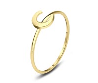 Gold Plated Crescent Moon Silver Ring NSR-2578-GP